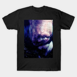 Portrait, digital collage, special processing. Weird. Alien mouth. Blue and violet. T-Shirt